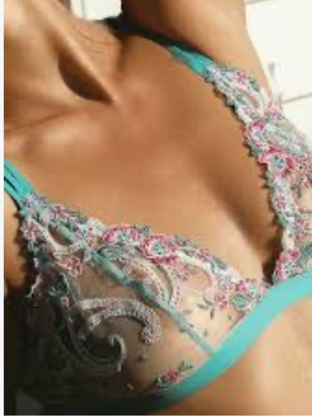Cosabella Sanika Soft Bra Addy Green Floral Embroidered Sheer Bralette Sz S NWT
